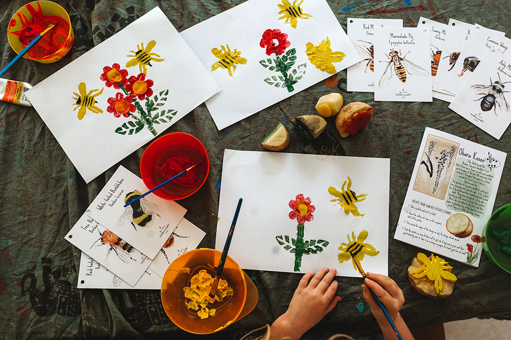 Bee Art with Potato Stamping!