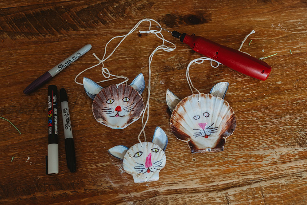 Cat Shell Ornaments