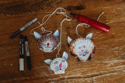 Cat Shell Ornaments