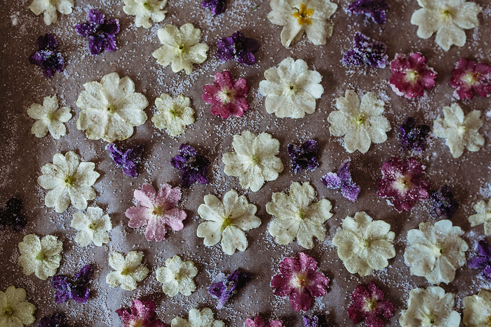 Crystallized Edible Spring Flowers & Vegan Cookies