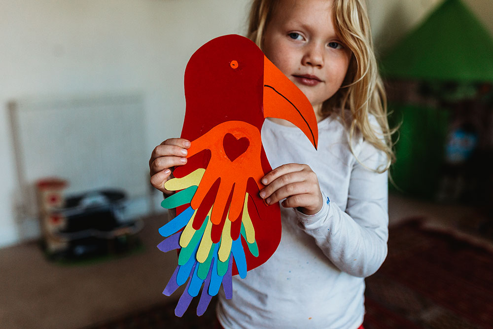 Super Quick Hand Print Parrot Craft!