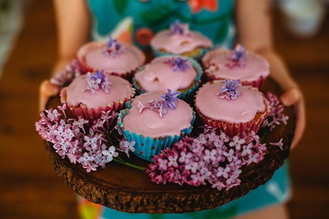 Vegan Cupcakes with Lilac Frosting