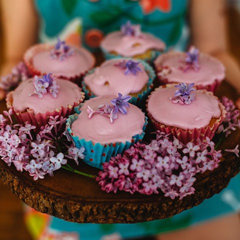 Vegan Cupcakes with Lilac Frosting