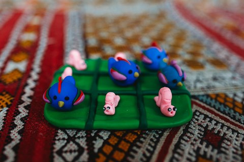 Fun Polymer Clay project for Kids: Birds and Worms Tic Tac Toe Game