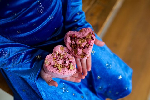 DIY Rose Petal Heart Bath Bombs
