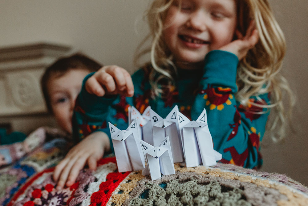 Make Your Own Origami Arctic Wolf Family