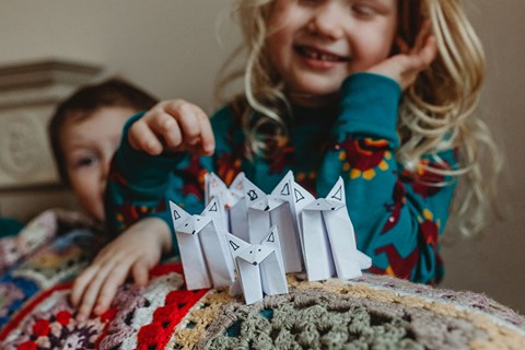 Make Your Own Origami Arctic Wolf Family